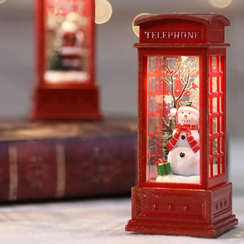 GlowCell | Festliche Telefonzellen-Dekoration mit Licht Schneemann 15 cm x 8 cm Decorique.de