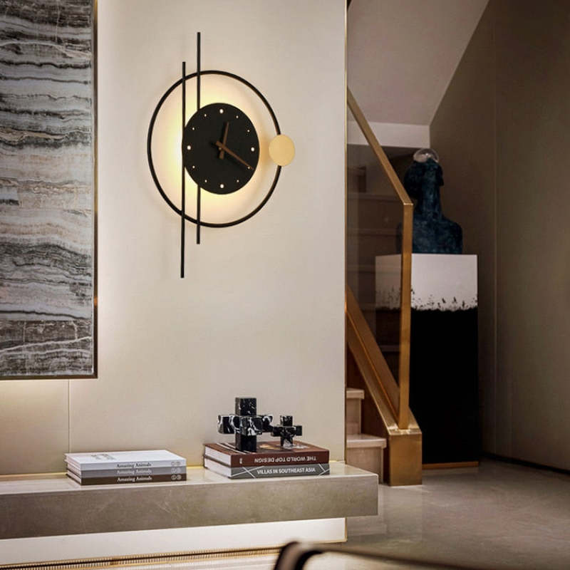 GlowClock | Moderne Wandleuchte mit Uhr Schwarz Decorique.de