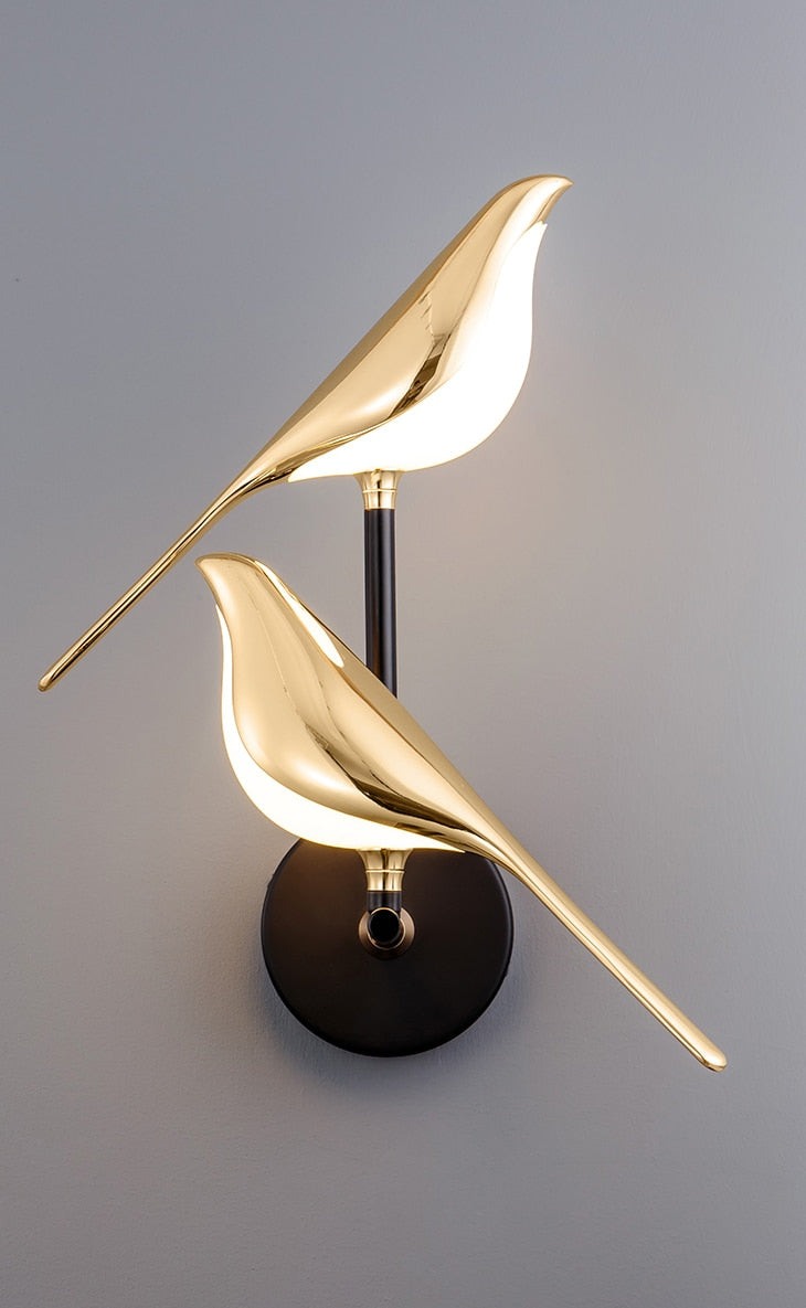 GlowFeather | Moderne LED-Vogel-Wandleuchte 2 Vogel-Wandlampen Decorique.de