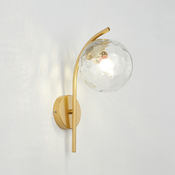 HaloBend | Minimalistische Glaskugel-Wandleuchte Gold Wasser-Muster-Schirm 230V Decorique.de
