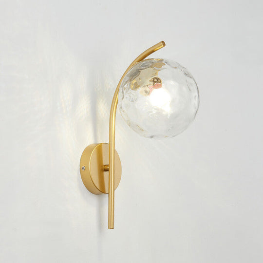HaloBend | Minimalistische Glaskugel-Wandleuchte Gold Wasser-Muster-Schirm 230V Decorique.de