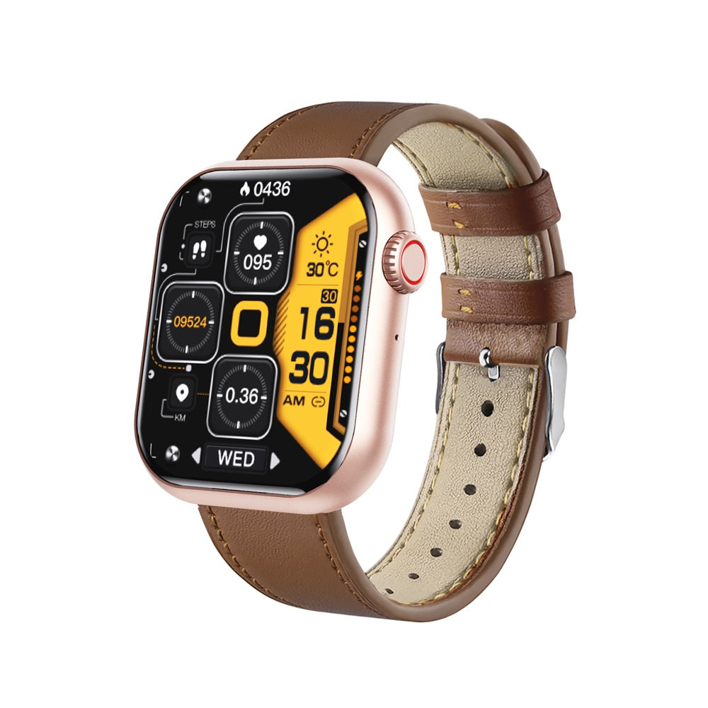HealthSync | Fortschrittliche Smartwatch zur Gesundheitsüberwachung F57 Gold Leder braun Decorique.de
