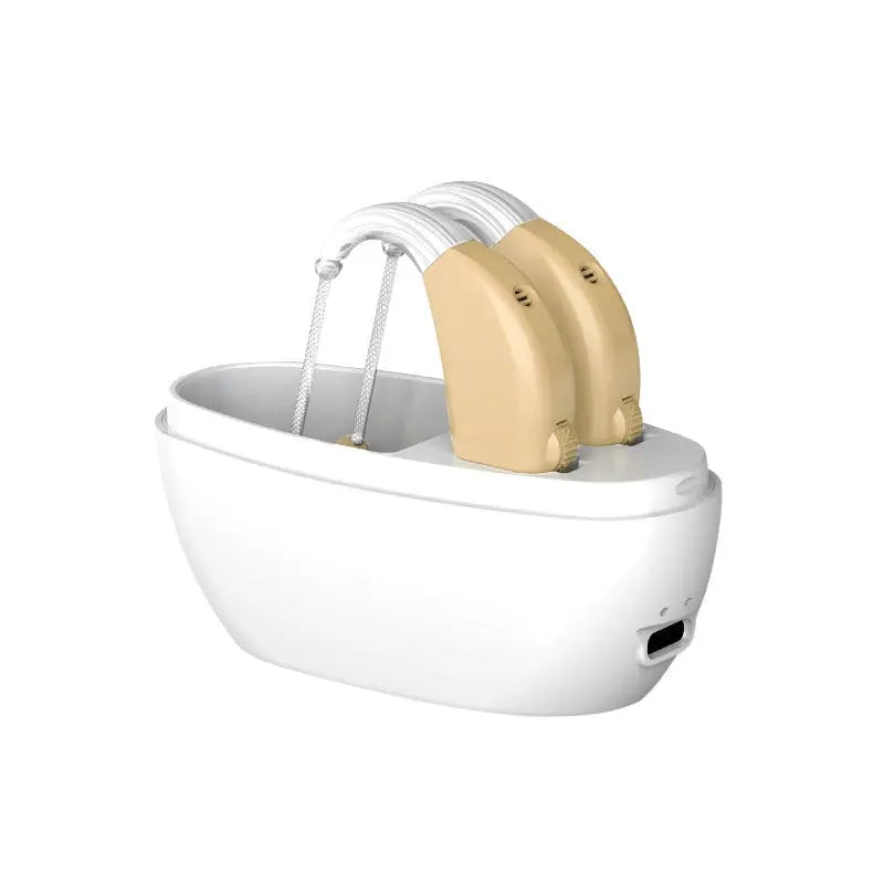 HearMax | Kompaktes Hörgerät mit Geräuschunterdrückung Weiß-beige Decorique.de