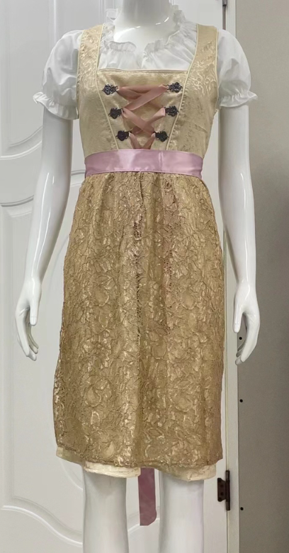 Heimatglanz | Damen-Midi-Dirndl – Klassisch & Zeitlos Beige Creme Decorique.de