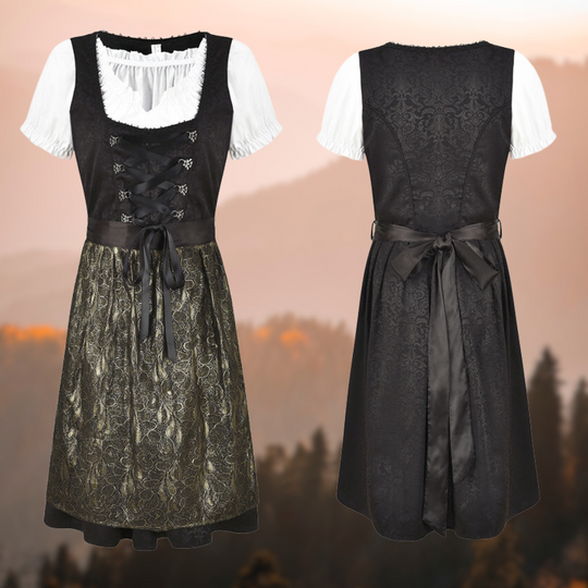 Heimatglanz | Damen-Midi-Dirndl – Klassisch & Zeitlos Schwarz Grau Decorique.de