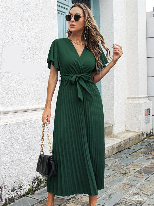 Helena | Damen Elegante Luftigekleid | Maxi Grün Decorique.de