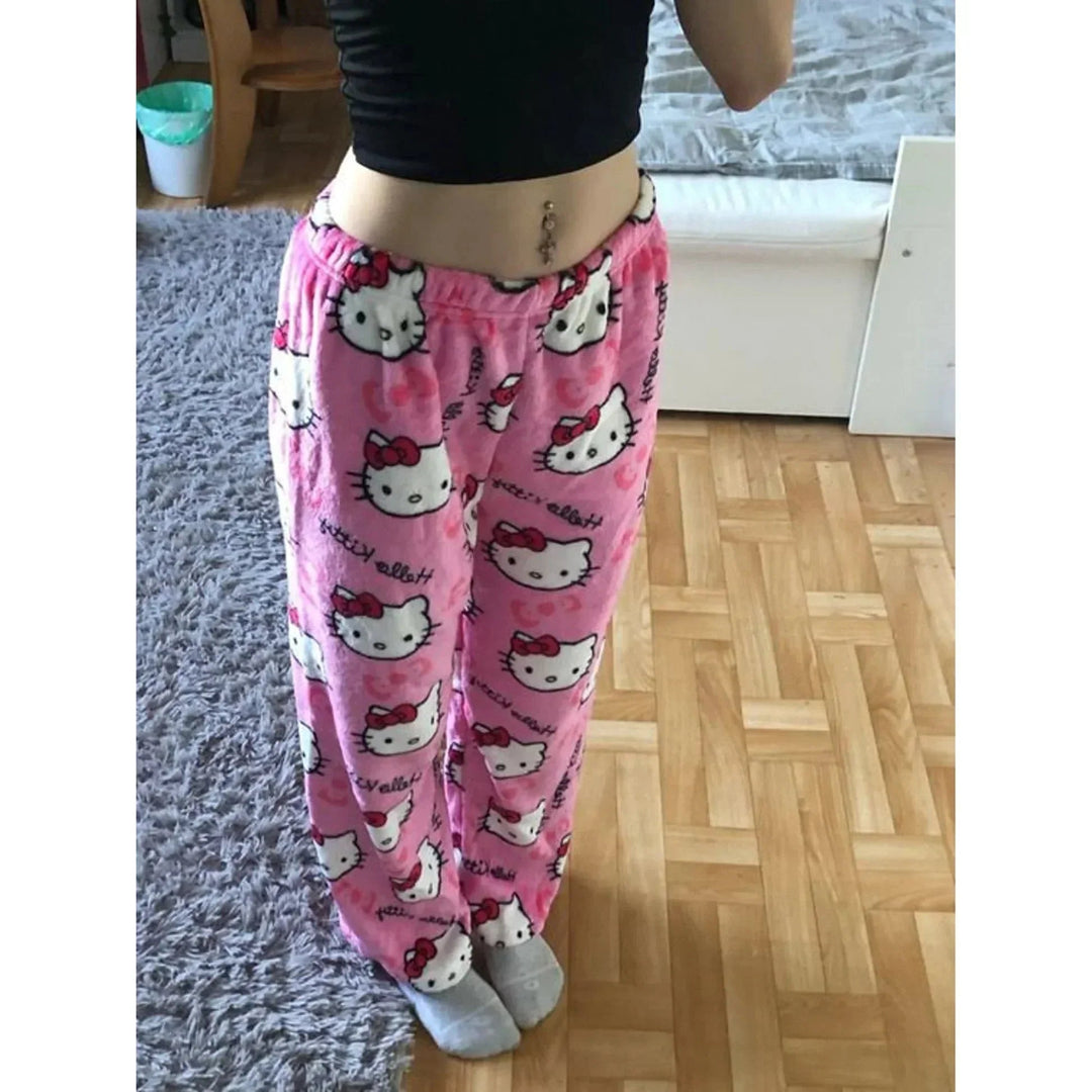Élégance | Loungewear Bukser – Komfortabelt Kattemønster-4