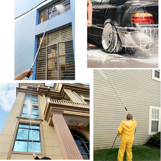 PowerWash | 4000 PSI Teleskopischer Hochdruckreiniger-Schlauchset für Dachrinnen, Dachentwässerung und Wandreinigung