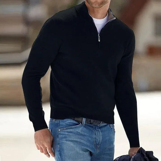 RefinedZip | Herren Kaschmir Reißverschluss Basic Pullover