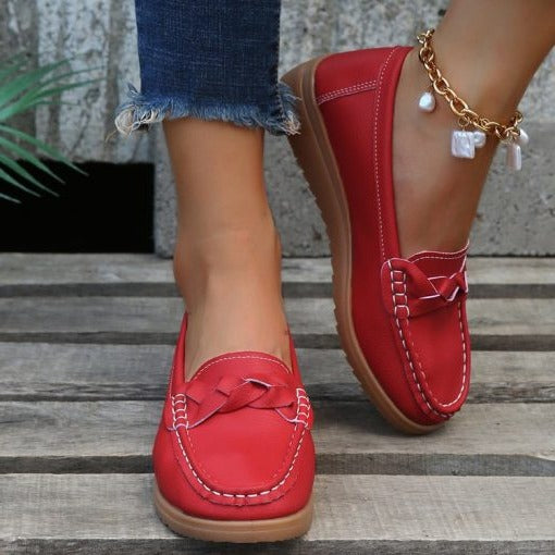 UrbanSole | Damenturnschuhe Weiches Leder Slip-On Sneakers Bequeme Loafer Schuhe