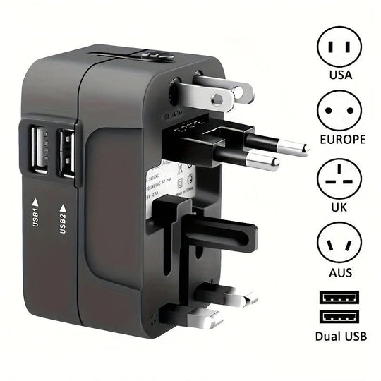TravelPlug | Weltweiter Reiseadapter mit dualen USB-Ladeanschlüssen