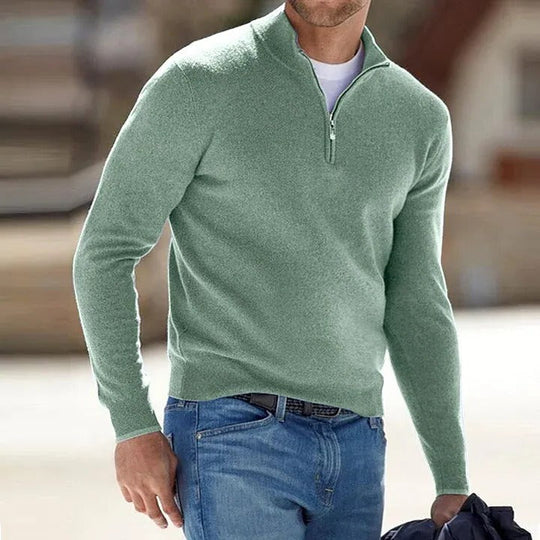 RefinedZip | Herren Kaschmir Reißverschluss Basic Pullover