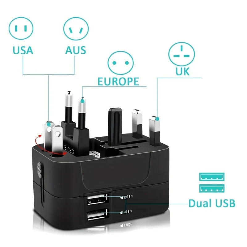 TravelPlug | Weltweiter Reiseadapter mit dualen USB-Ladeanschlüssen