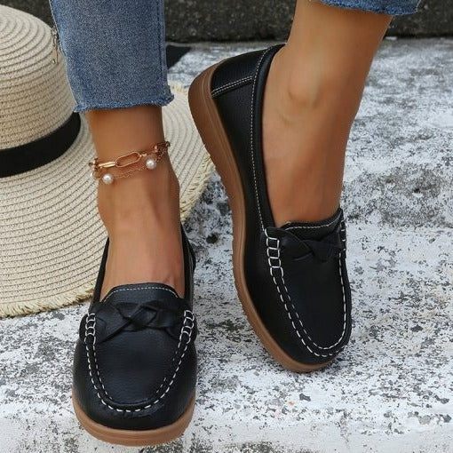 UrbanSole | Damenturnschuhe Weiches Leder Slip-On Sneakers Bequeme Loafer Schuhe
