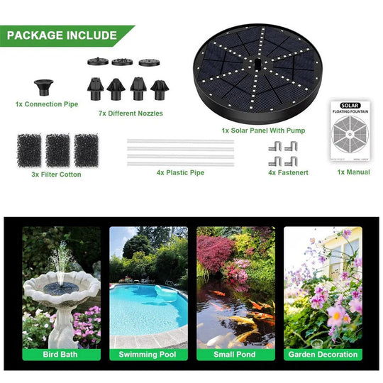 ZenSplash | Solarbrunnen mit 60 LED-Lichtern