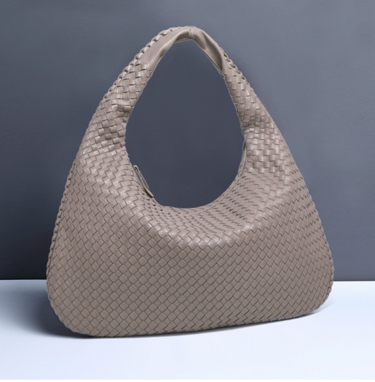 JackieWeave | Gewebte Umhängetasche – Kompakt, Organisierter Innenraum Hellgrau Decorique.de