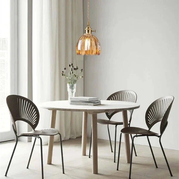 SakuraGlow | Japanische Retro-Glasblumen-Pendelleuchte