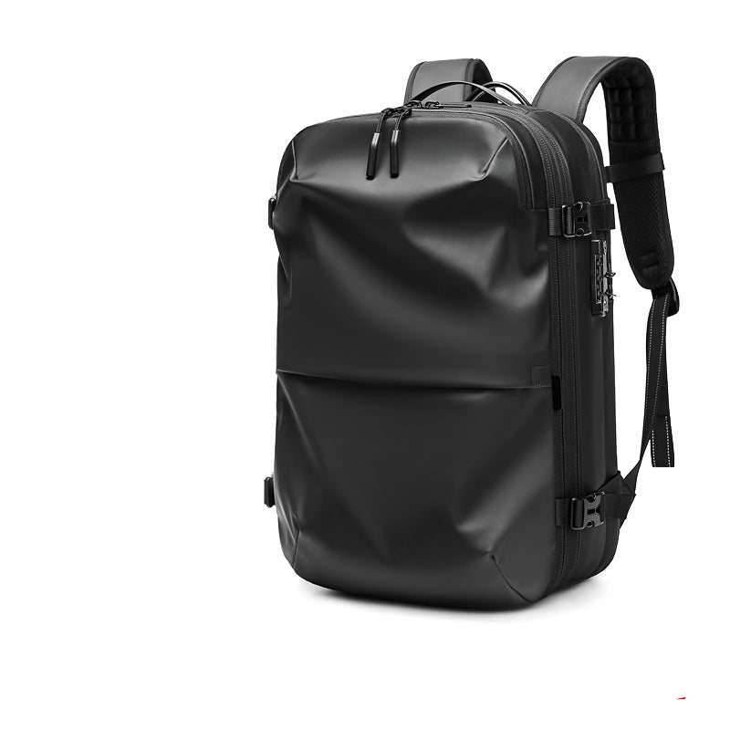 JetCompress | Stylischer Reiserucksack mit Vakuumfunktion Schwarz 17 Zoll Decorique.de