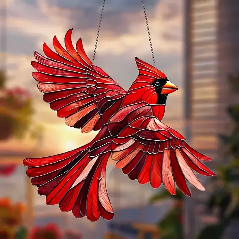 JoyWings | Kolorierter Fensterhänger mit Kolibri-Sonnenfänger Kardinal Decorique.de