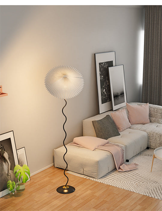 KasaGlow | Traditionelle japanische Stoff-Eisen-Regenschirm 1-Licht Stehlampe Decorique.de