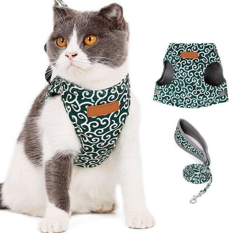 KittyComfort | Ausbruchsicheres Katzen-Geschirr-Set Grün Decorique.de