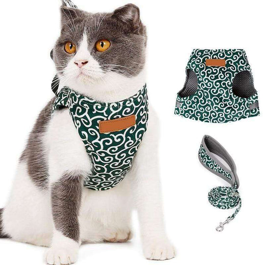 KittyComfort | Ausbruchsicheres Katzen-Geschirr-Set Grün Decorique.de