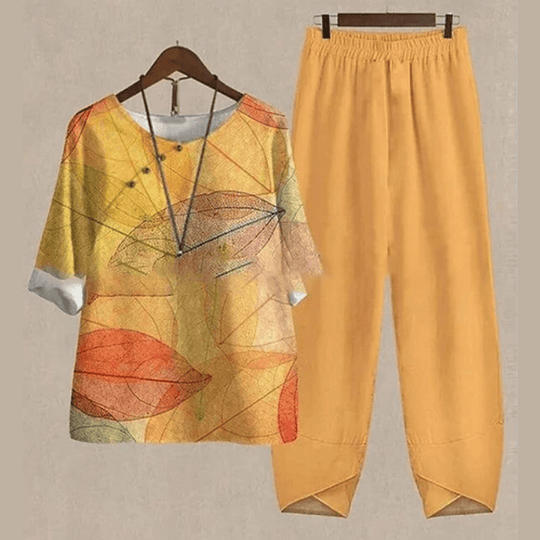 Klara | Elegantes Blusen- und Hosenset | Damen Orange Decorique.de