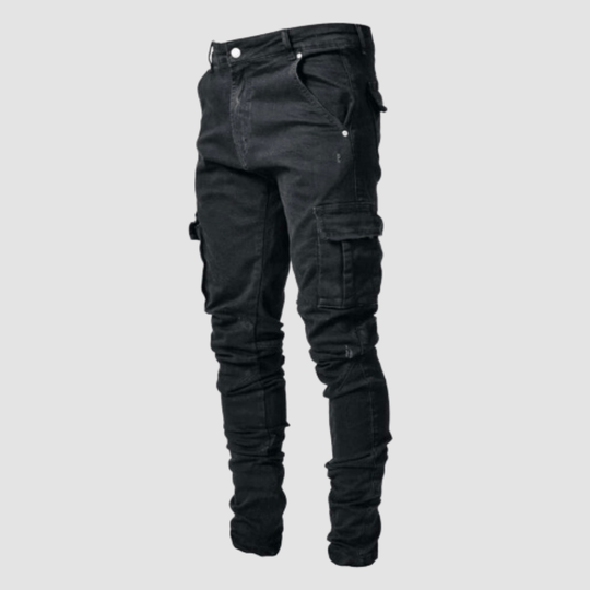 Lennox | Funktionale Stretch-Cargo-Jeans mit Stil | Herren Schwarz Decorique.de
