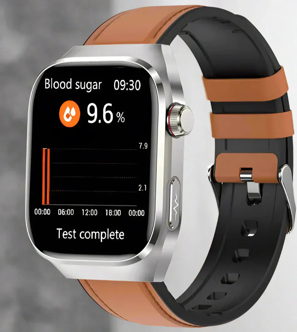 LifeTrack | Smartwatch – EKG-Analyse, Blutzucker & Wasserdicht Braunes Leder Decorique.de