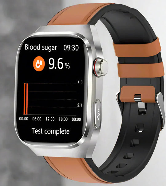 LifeTrack | Smartwatch – EKG-Analyse, Blutzucker & Wasserdicht Braunes Leder Decorique.de