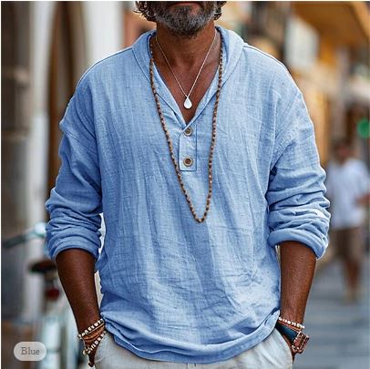 Lino | Luftiges Leinenhemd | Herren Blau Decorique.de