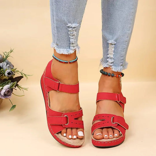 Lisa | Orthopädische Sandalen Leicht und Bequem Rot Decorique.de