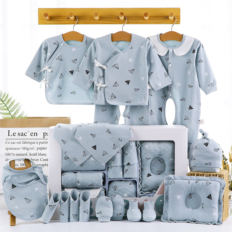 LittleBloom | Babygeschenkbox-Set aus 100% Baumwolle für Neugeborene Blau 18-teiliges Set Einheitsgröße Decorique.de