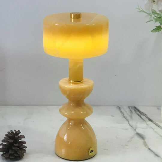 LumaMarble | Moderne Minimalistische Aluminium Marmor USB LED Tischlampe Orange 230V Decorique.de