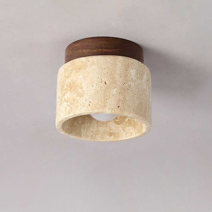 LumeTuff | Kompakte Deckenlampe mit Travertinstruktur Decorique.de