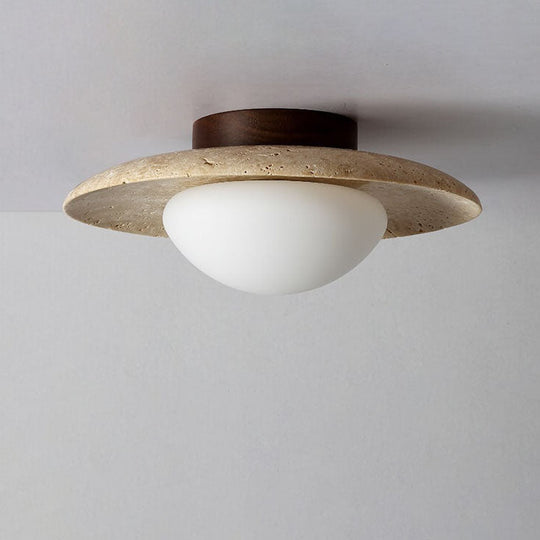 LumeTuff | Kompakte Deckenlampe mit Travertinstruktur Decorique.de