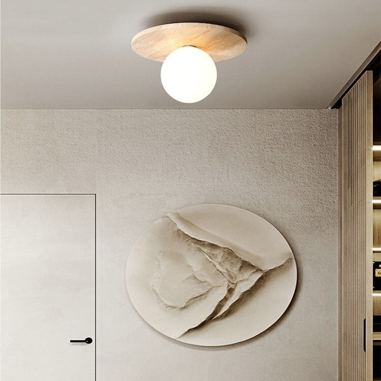 LumeTuff | Kompakte Deckenlampe mit Travertinstruktur C 230V Decorique.de