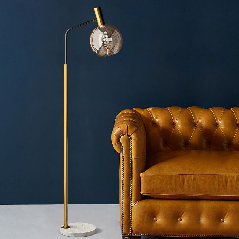 LumiMarble | Nordic Minimalist Glasdome Schirm Marmor Basis 1-Licht Stehlampe Decorique.de