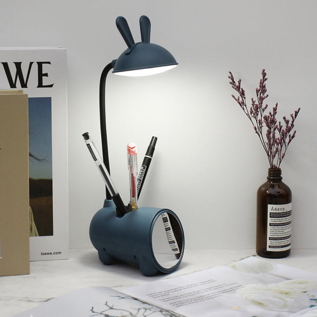 LumoBun | Kreative LED Tischlampe mit Stifthalter Blau Decorique.de