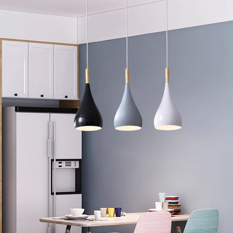 LumoNord | Nordische Eisen Holz Aluminium Kürbis Wasser Tropfen 1-Licht Pendelleuchte für Esszimmer Decorique.de