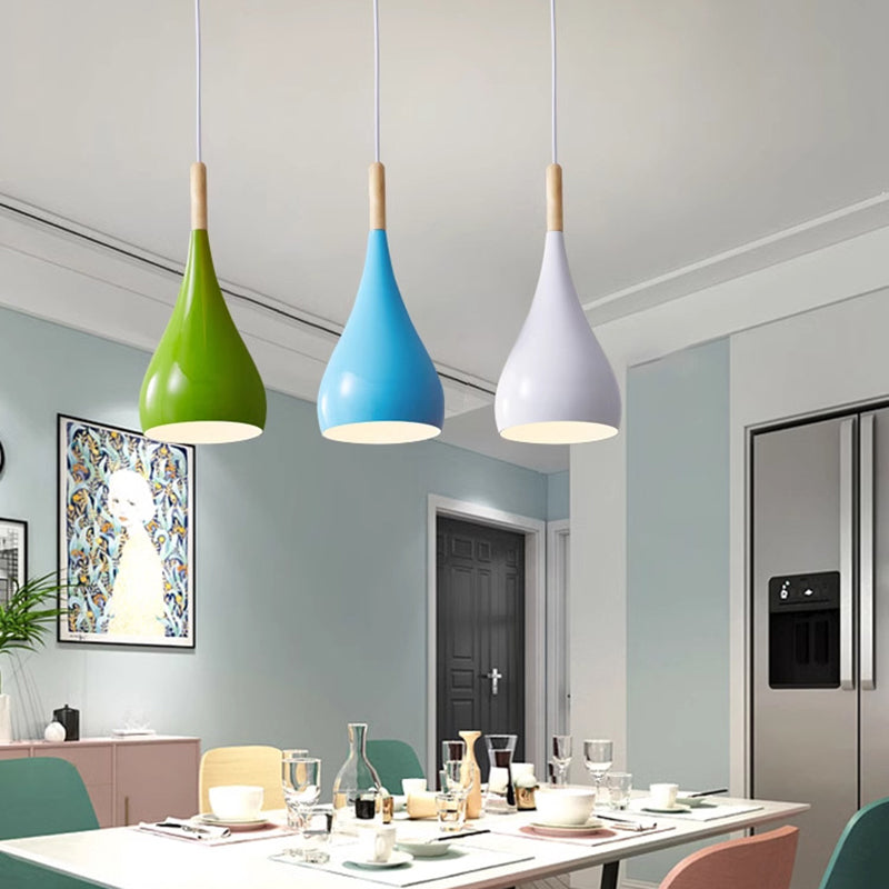 LumoNord | Nordische Eisen Holz Aluminium Kürbis Wasser Tropfen 1-Licht Pendelleuchte für Esszimmer Decorique.de