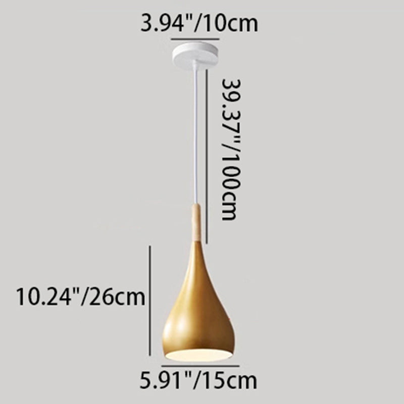 LumoNord | Nordische Eisen Holz Aluminium Kürbis Wasser Tropfen 1-Licht Pendelleuchte für Esszimmer Decorique.de