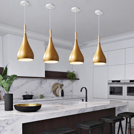 LumoNord | Nordische Eisen Holz Aluminium Kürbis Wasser Tropfen 1-Licht Pendelleuchte für Esszimmer Decorique.de