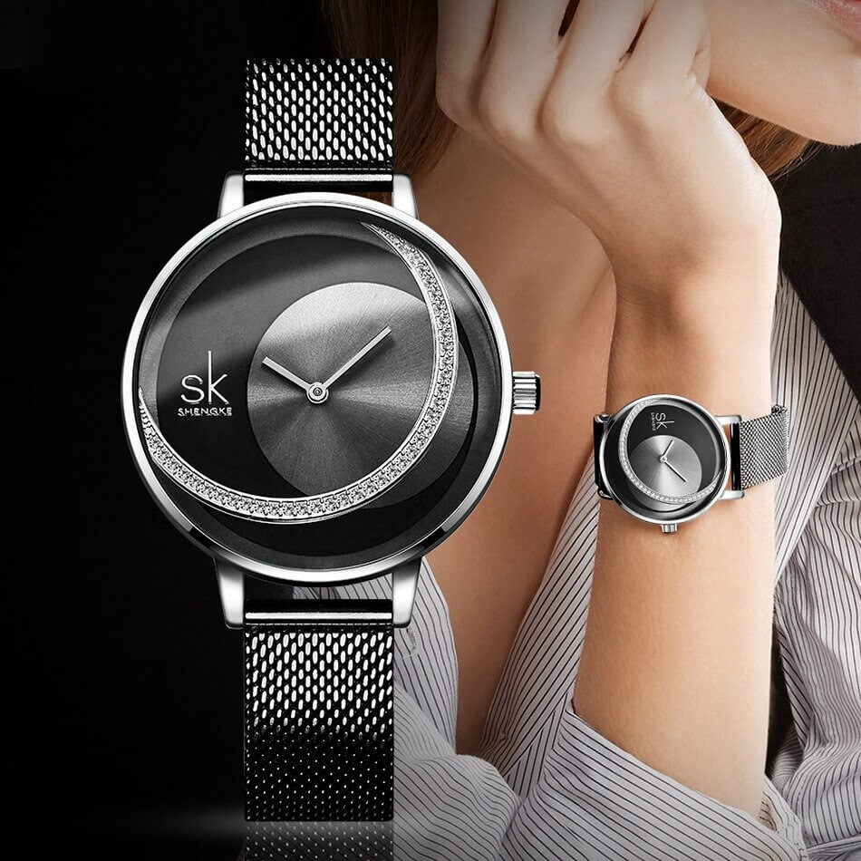 LunaTime | Elegante Mondphasenuhr für Damen Schwarz Decorique.de