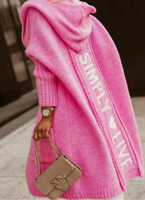 LuxCardi | Eleganter "Love Life" Cardigan Rosa Decorique.de