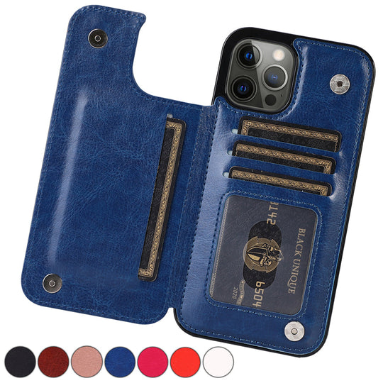 LuxCover | Leather Wallet Case - Eleganter magnetischer Schutz Blau Decorique.de