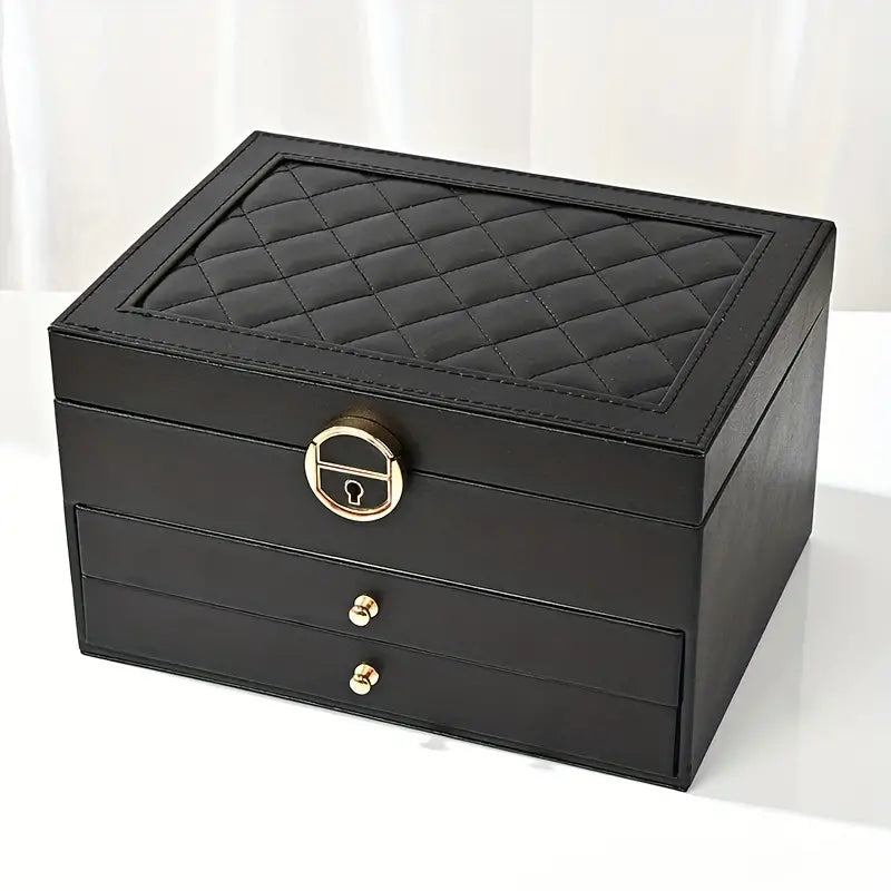 LuxeCase | Leather Jewellery Box – Multi-Layer Elegant Design Schwarz Decorique.de