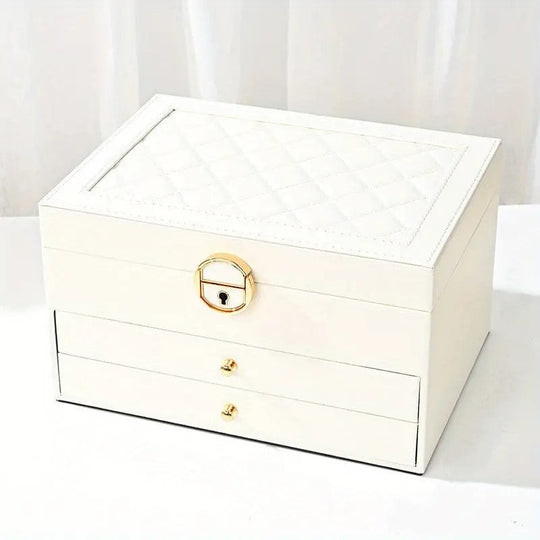 LuxeCase | Leather Jewellery Box – Multi-Layer Elegant Design Weiß Decorique.de
