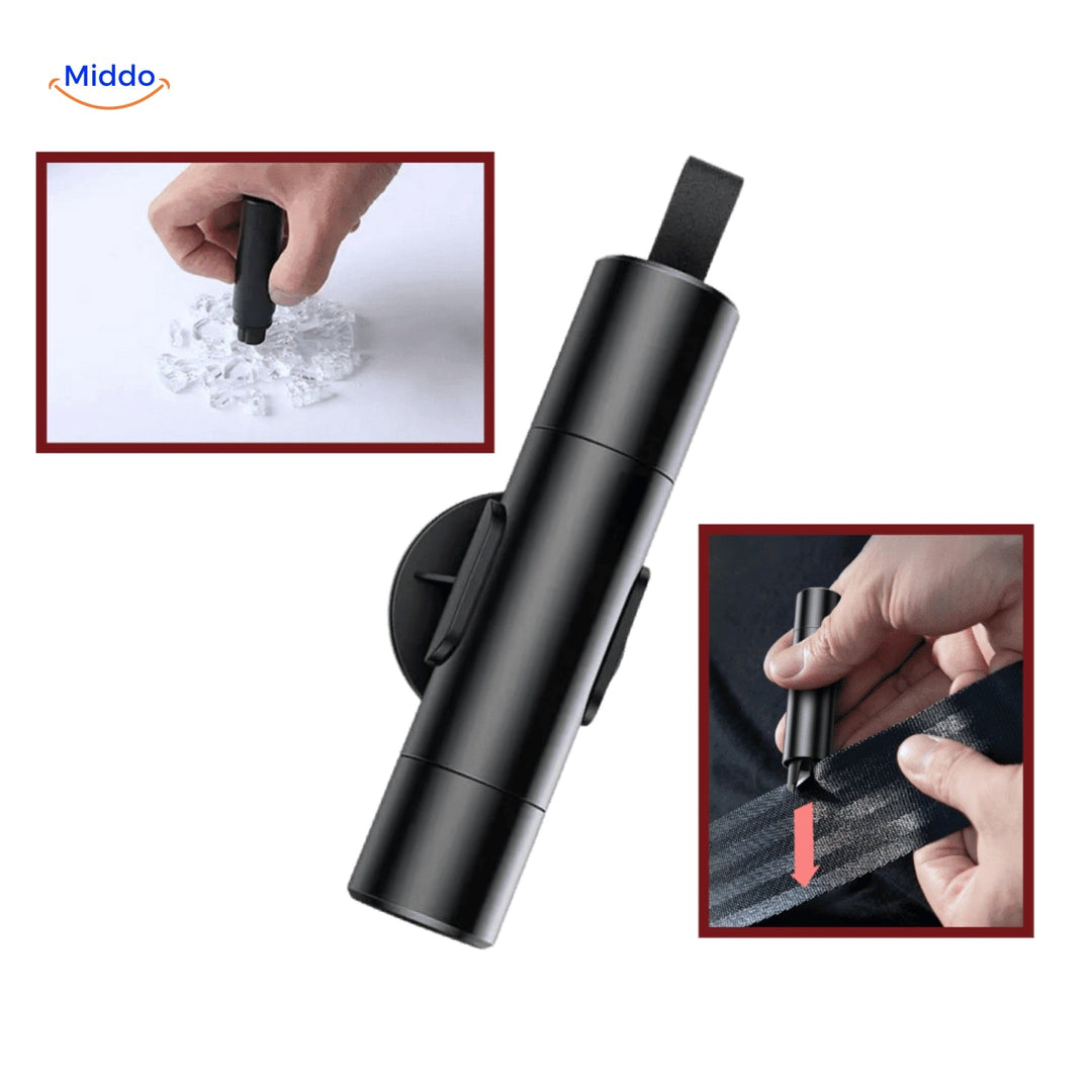SafeKey | 2-in-1 Notfallwerkzeug | Glasbrecher & Gurtschneider - 1+1 FREE