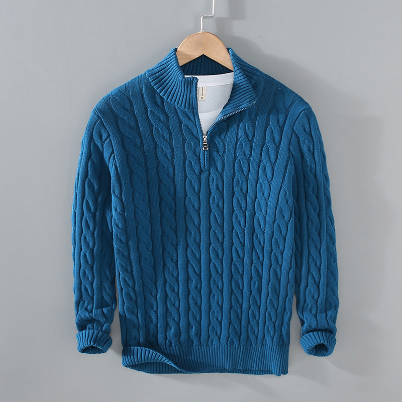 Maelle | Herrenpullover – Eleganter Zopfmuster-Kaschmir Marineblau (2 übrig) Decorique.de